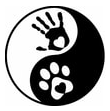 Art Of The Mutt yin-yang hand and paw logo